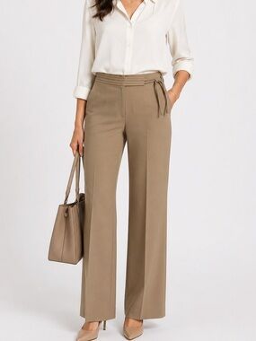 Vintage Ann Taylor Wide-Leg Tie-Waist Pants in Taupe Sz 6